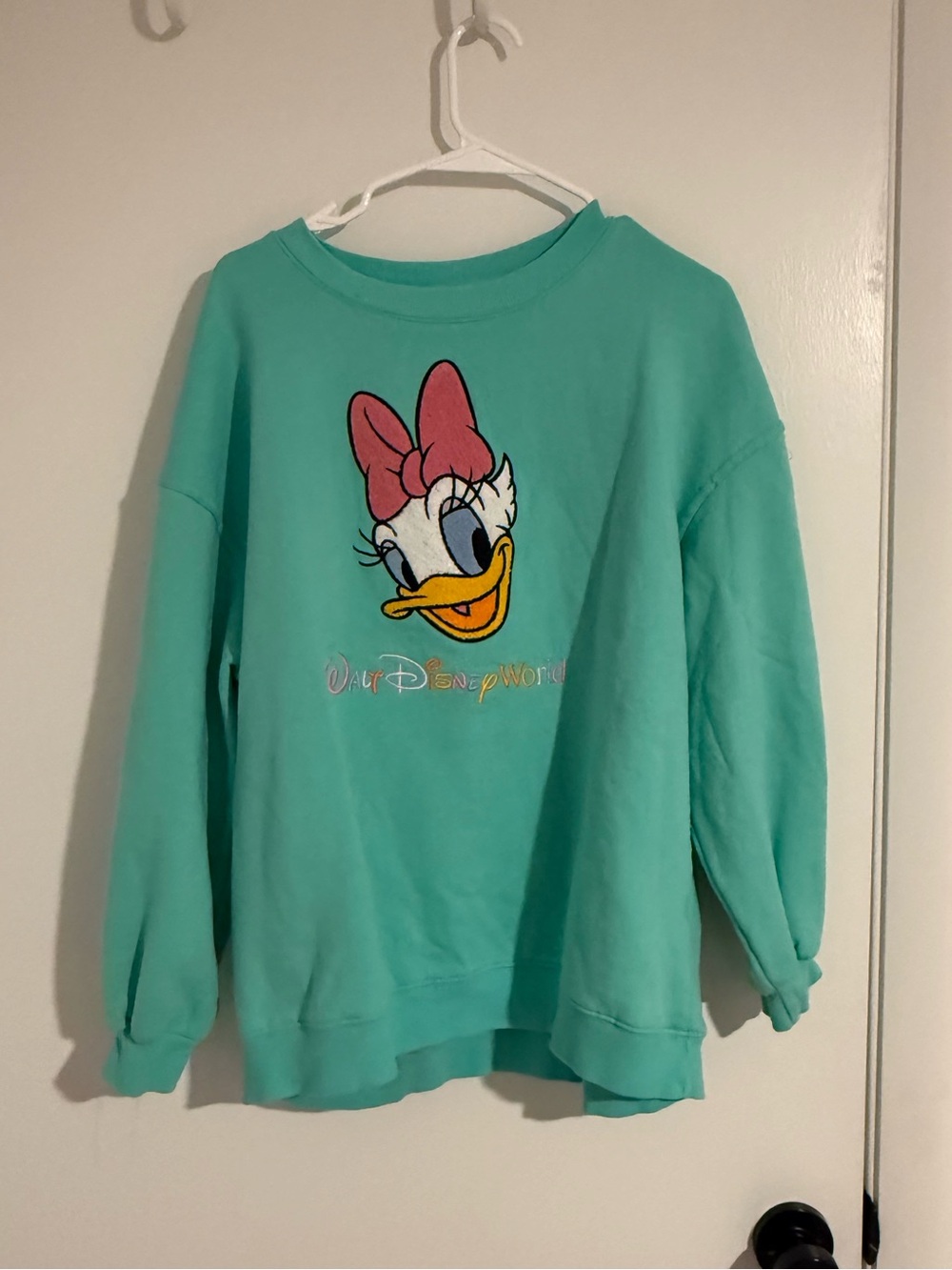 Disney Parks Daisy Duck Walt Disney World Embroidered Sweatshirt Aqua S
